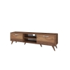 Mueble para TV Mobile con 2 puertas abatibles y 2 estantes de madera color nogal Walnut Características
