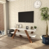 Mueble de TV moderno 120 cm blanco y madera con 2 estantes Basic Venta