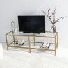 Mueble para TV moderno de metal y vidrio 130 cm Goldy Rebajas