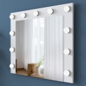 Tocador móvil con cajón, espejo LED y taburete Tabs Descueto
