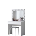 Tocador móvil con cajón, espejo LED y taburete Tabs Modelo
