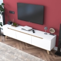 Mueble moderno para TV 180cm blanco y madera con 3 puertas Amelia Oferta