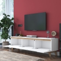 Mueble moderno para TV 180cm blanco y madera con 3 puertas Amelia Rebajas