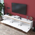 Mueble moderno para TV 180cm blanco y madera con 3 puertas Amelia Descueto