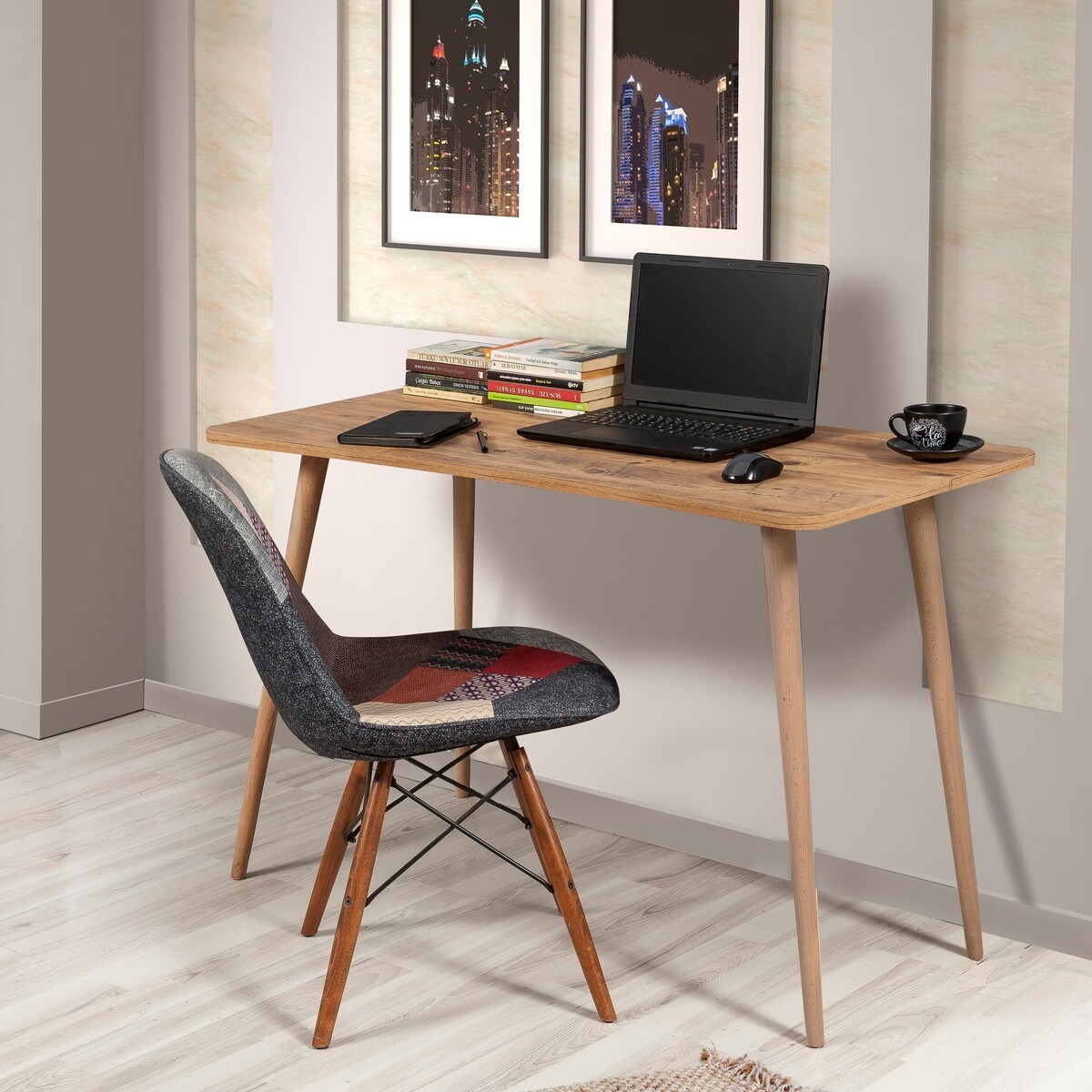Escritorio de oficina moderno de madera 120x60cm natural Fabio