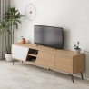 Mueble TV moderno para sala de estar 180 cm con 3 puertas blanco y madera Fiona Venta