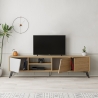 Mueble TV moderno para sala de estar 180 cm con 3 puertas blanco y madera Fiona Rebajas