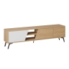Mueble TV moderno para sala de estar 180 cm con 3 puertas blanco y madera Fiona Descueto