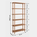 Estantería moderna de madera con 5 estantes 80x168x28cm natural Gala Descueto