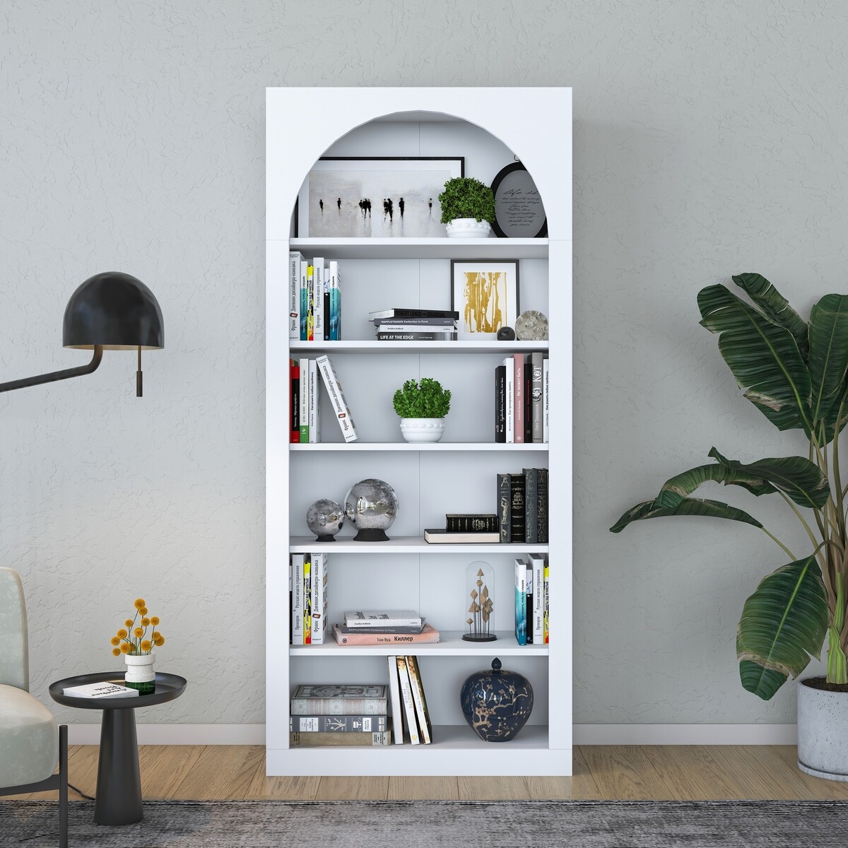 Estantería de pared de diseño blanco con 5 estantes Curvy 180x31x80 cm Promoción Estantería de pared de diseño blanco con 5 estantes Curvy 180x31x80 cm Promoción