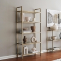 Estantería de pared h165cm de metal dorado con estantes de vidrio Lola Tall Promoción
