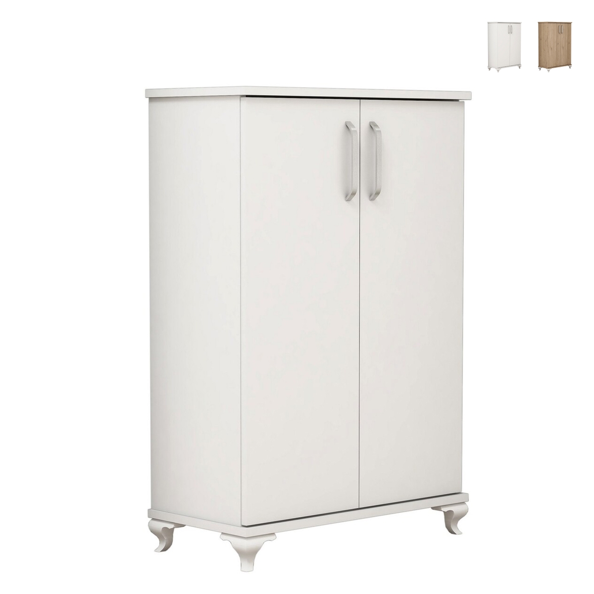 Mueble multifuncional y zapatero para entrada de 2 puertas y 5 compartimentos Asta Promoción