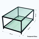 Mesa de centro moderna 90x60cm de metal y cristal Astro 