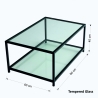 Mesa de centro moderna 90x60cm de metal y cristal Astro 