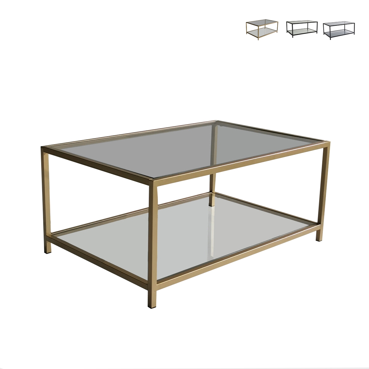 Mesa de centro moderna 90x60cm de metal y cristal Astro Promoción Mesa de centro moderna 90x60cm de metal y cristal Astro Promoción