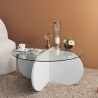 Mesa de centro redonda de diseño en madera y vidrio 75x35 cm Round Venta