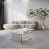 Mesa de centro redonda de diseño en madera y vidrio 75x35 cm Round Oferta