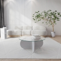 Mesa de centro redonda de diseño en madera y vidrio 75x35 cm Round Rebajas