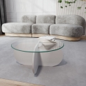 Mesa de centro redonda de diseño en madera y vidrio 75x35 cm Round Descueto