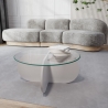Mesa de centro redonda de diseño en madera y vidrio 75x35 cm Round Descueto