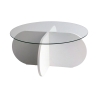 Mesa de centro redonda de diseño en madera y vidrio 75x35 cm Round Stock