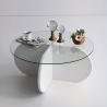 Mesa de centro redonda de diseño en madera y vidrio 75x35 cm Round Elección