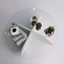 Mesa de centro redonda de diseño en madera y vidrio 75x35 cm Round Características