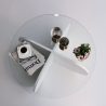 Mesa de centro redonda de diseño en madera y vidrio 75x35 cm Round Características