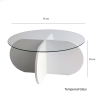 Mesa de centro redonda de diseño en madera y vidrio 75x35 cm Round 