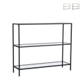Consola de entrada moderna de metal y vidrio 3 estantes 100x30x85cm Lola Promoción