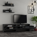 Mueble de TV moderno 180 cm con puertas y 2 estantes de pared Gara Oferta