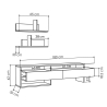 Mueble de TV moderno 180 cm con puertas y 2 estantes de pared Gara Modelo