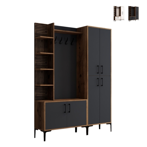 Mueble de entrada con armario perchero y zapatero 150x200 cm Viyana L Promoción