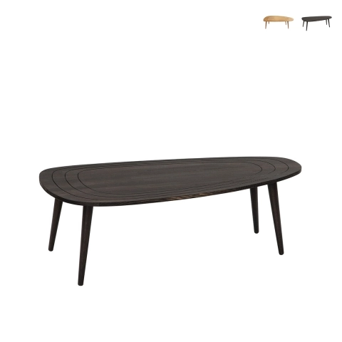 Mesa de centro moderna de madera ovalada asimétrica 115x50cm Sweet Promoción