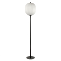 Lámpara de pie de metal negro con pantalla de vidrio soplado Domizia-A Rebajas