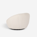 Sillón giratorio de diseño de tela bouclé blanco con puf reposapiés Kuma Oferta