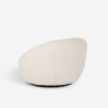 Sillón giratorio de diseño de tela bouclé blanco con puf reposapiés Kuma Oferta