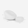 Sillón giratorio de diseño de tela bouclé blanco con puf reposapiés Kuma Descueto