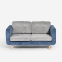 Sofá de 2 plazas de tela bicolor gris y azul con cojines reversibles Biko Oferta