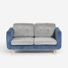 Sofá de 2 plazas de tela bicolor gris y azul con cojines reversibles Biko Oferta