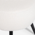 Puf reposapiés para el salón de tela teddy bouclé color blanco con patas negras Belix Oferta