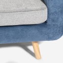 Sofá de 2 plazas de tela bicolor gris y azul con cojines reversibles Biko Descueto