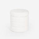 Puf de diseño de tela bouclé con almacenamiento cilíndrico para el salón Mugi Descueto