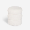 Puf reposapiés de tela teddy bouclé con diseño moderno cilíndrico Okami Descueto