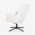 Sillón con reposapiés de tela bouclé color blanco para salón y oficina Shiro Rebajas