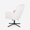 Sillón con reposapiés de tela bouclé color blanco para salón y oficina Shiro Rebajas
