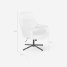 Sillón con reposapiés de tela bouclé color blanco para salón y oficina Shiro Stock