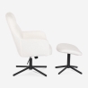 Sillón con reposapiés de tela bouclé color blanco para salón y oficina Shiro Oferta