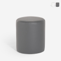Puf reposapiés de diseño cilíndrico de polipiel color blanco y gris Hebi Oferta