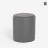 Puf reposapiés de diseño cilíndrico de polipiel color blanco y gris Hebi Oferta